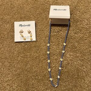 Earrings and necklace set brand new never used Madewell❤️🌹freshwater pearl